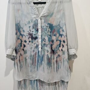 LC Lauren Conrad Watercolor Floral Sheer Blouse